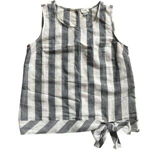 Printed tie waist top cotton linen J. Crew Factory Striped Sleeveless 6